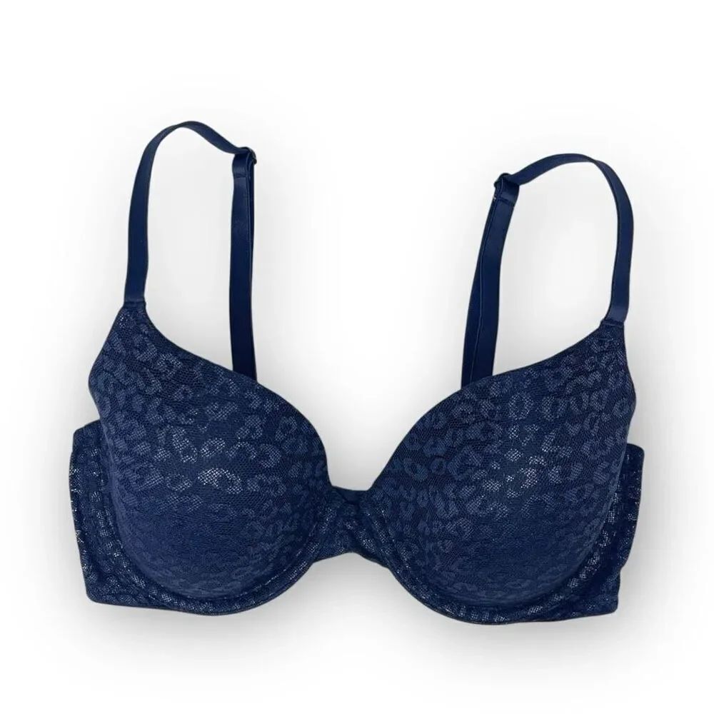 Victoria’s Secret Pink Wear Everywhere Tshirt Lightly Lined Bra Blue Size 34D
